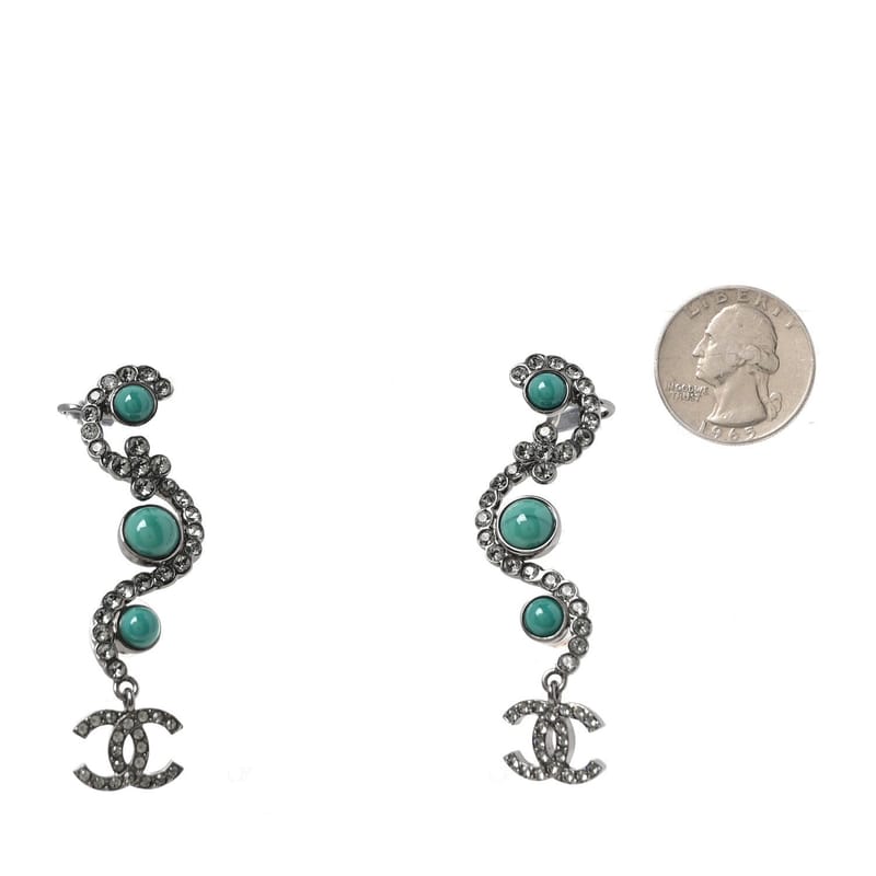 Crystal Bead CC Clip On браслет сережки бірюза Ruthenium