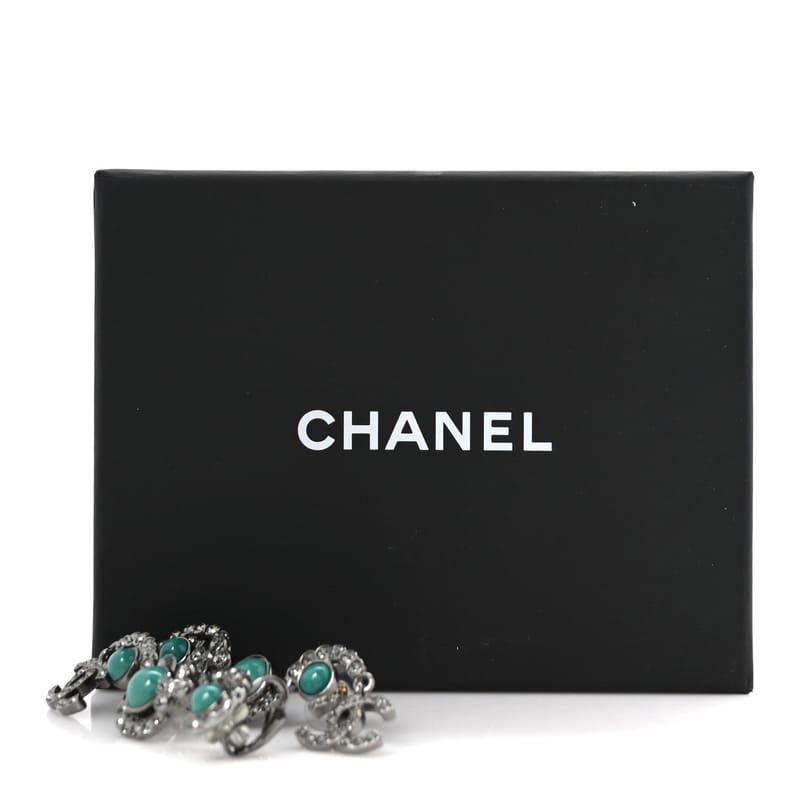 Crystal Bead CC Clip On браслет сережки бірюза Ruthenium