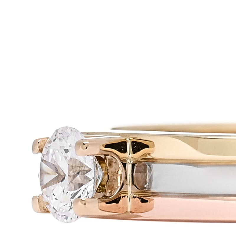 18K Pink жовтий біле золото діамант .24ct Solitaire Trinity Engagement каблучка 50 5.25