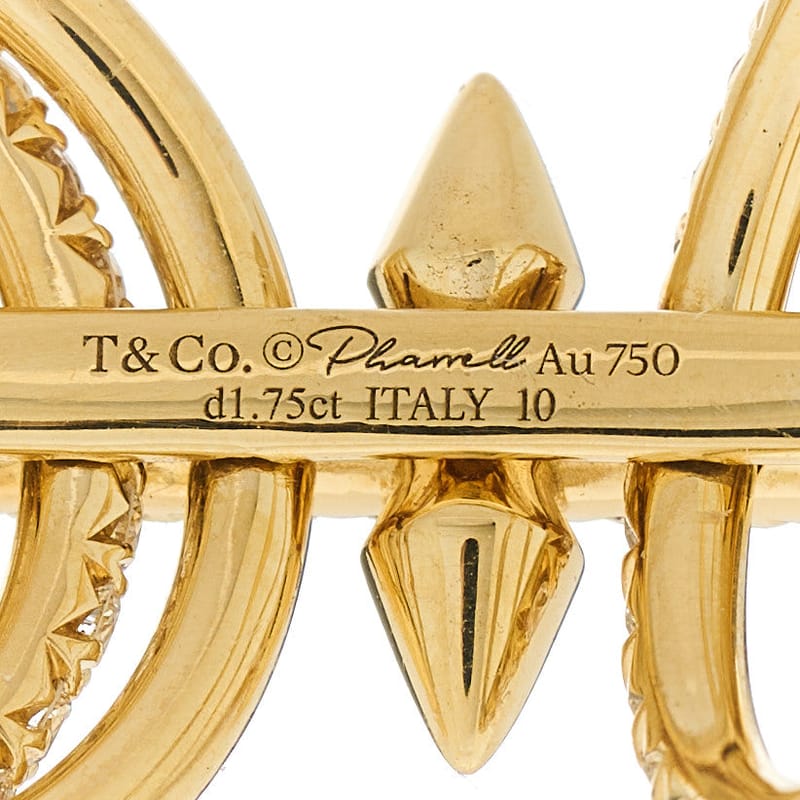 X PHARRELL 18K жовте золото діамант Titan Five Row каблучка 55 7.25