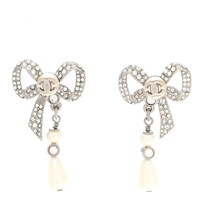 Crystal перлина Bow CC сережки срібло