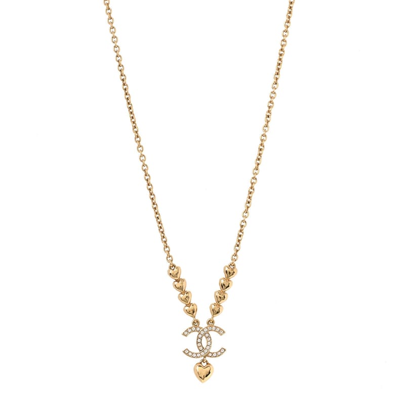 Crystal CC Heart Link підвіска кольє золото