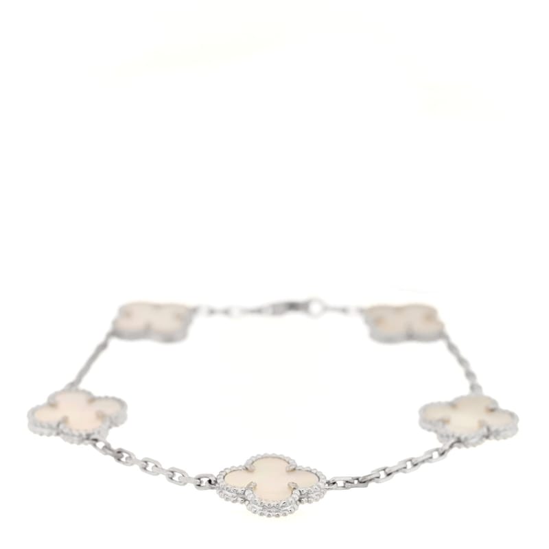 VAN CLEEF & ARPELS 18K біле золото перламутр 5 Motifs Vintage Alhambra браслет