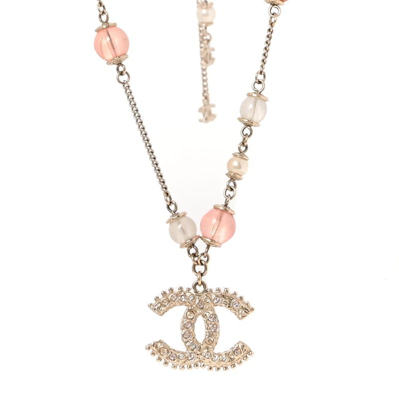 Beaded перлина Crystal CC Long кольє золото Coral