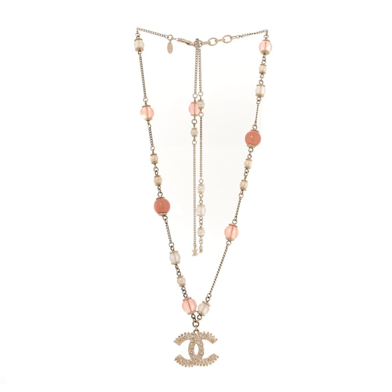 Beaded перлина Crystal CC Long кольє золото Coral
