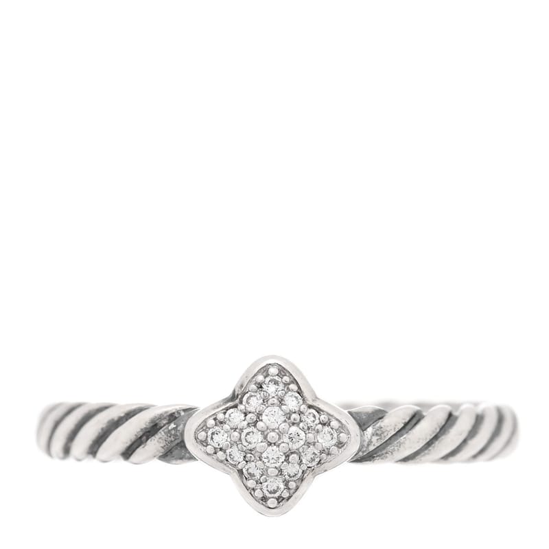 срібло 925 діамант Quatrefoil каблучка 50 5.25