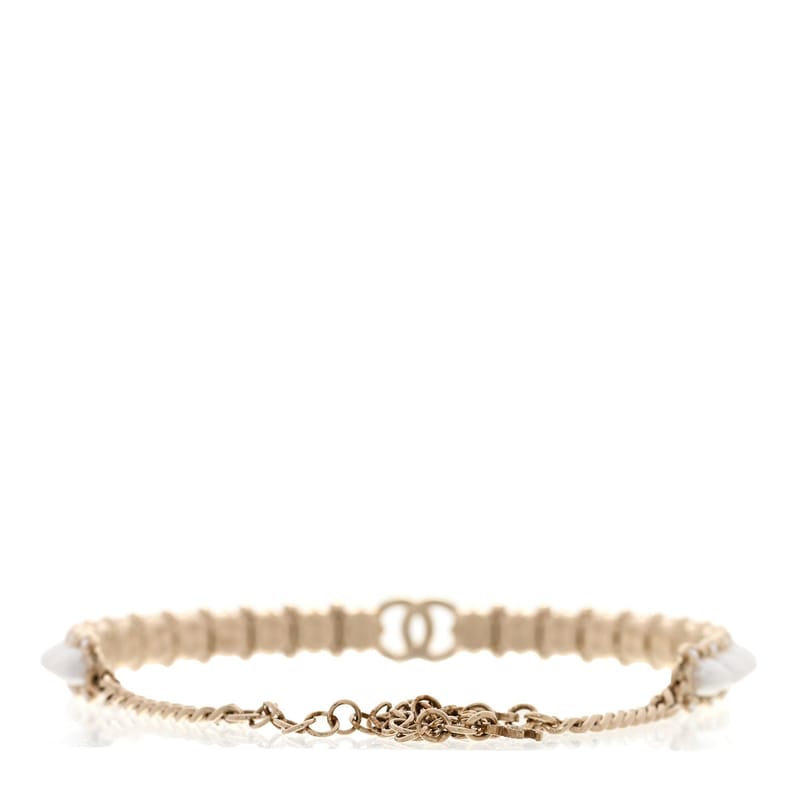 Strass Crystal Studded перлина CC чокер кольє золото Pearly білий