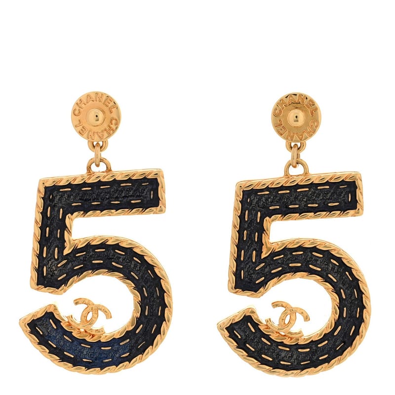 Metal Enamel CC No 5 Rope Drop сережки золото Denim Blue