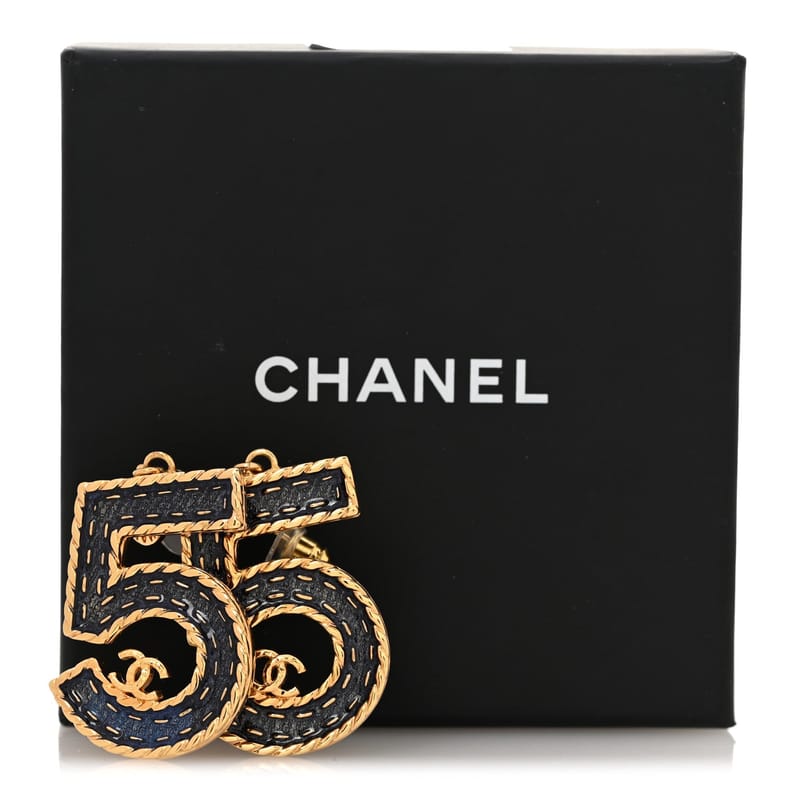 Metal Enamel CC No 5 Rope Drop сережки золото Denim Blue