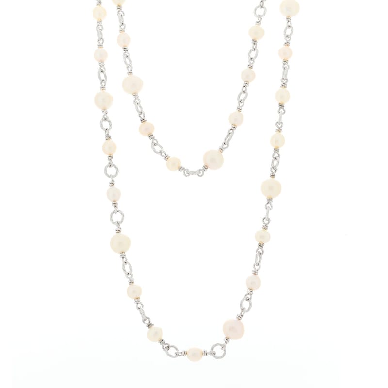 срібло 925 Cultured перлина Quatrefoil Long ланцюг кольє
