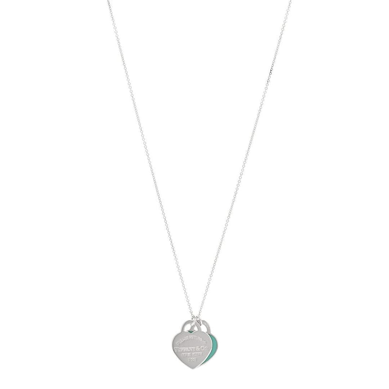 срібло 925 Enamel Return to Tiffany Double Heart Tag підвіска кольє Blue