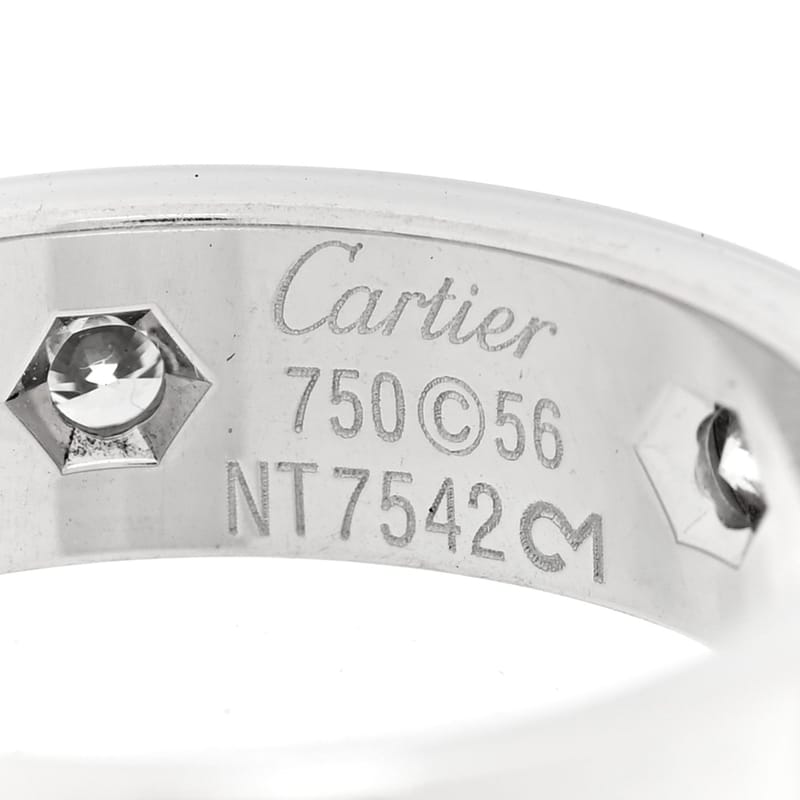 18K біле золото золото 6 діамант 5.5mm LOVE каблучка 56 7.5