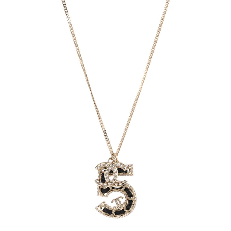 Lambskin Crystal CC Number 5 підвіска кольє золото чорний