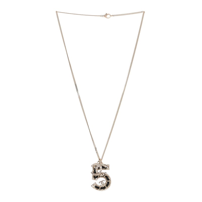 Lambskin Crystal CC Number 5 підвіска кольє золото чорний