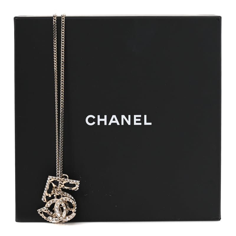 Lambskin Crystal CC Number 5 підвіска кольє золото чорний