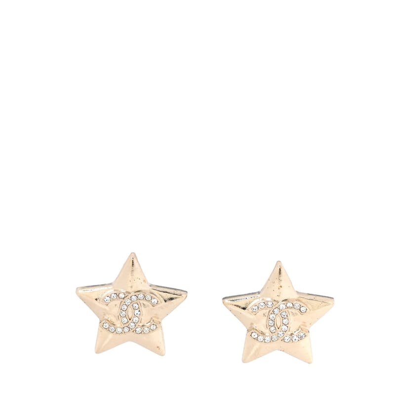 Metal Crystal CC Star Clip On сережки золото