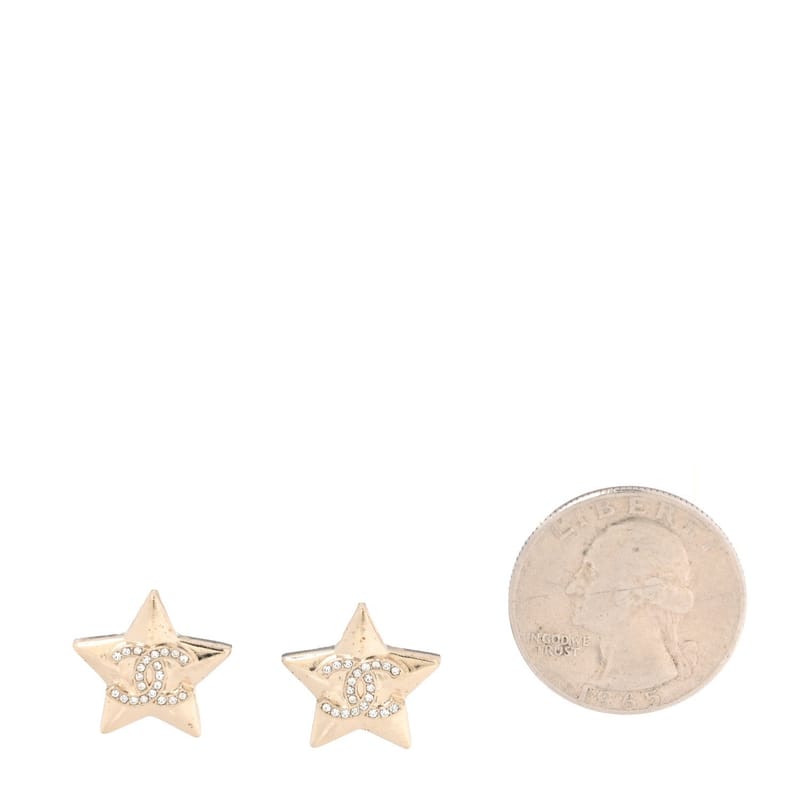 Metal Crystal CC Star Clip On сережки золото
