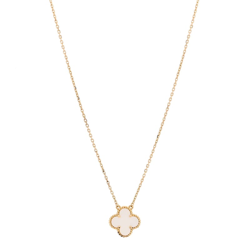 VAN CLEEF & ARPELS 18K жовте золото перламутр Vintage Alhambra підвіска кольє