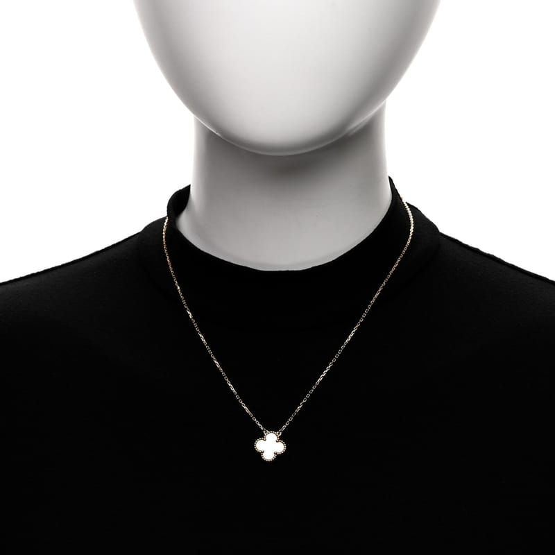 VAN CLEEF & ARPELS 18K жовте золото перламутр Vintage Alhambra підвіска кольє