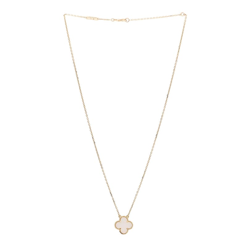 VAN CLEEF & ARPELS 18K жовте золото перламутр Vintage Alhambra підвіска кольє