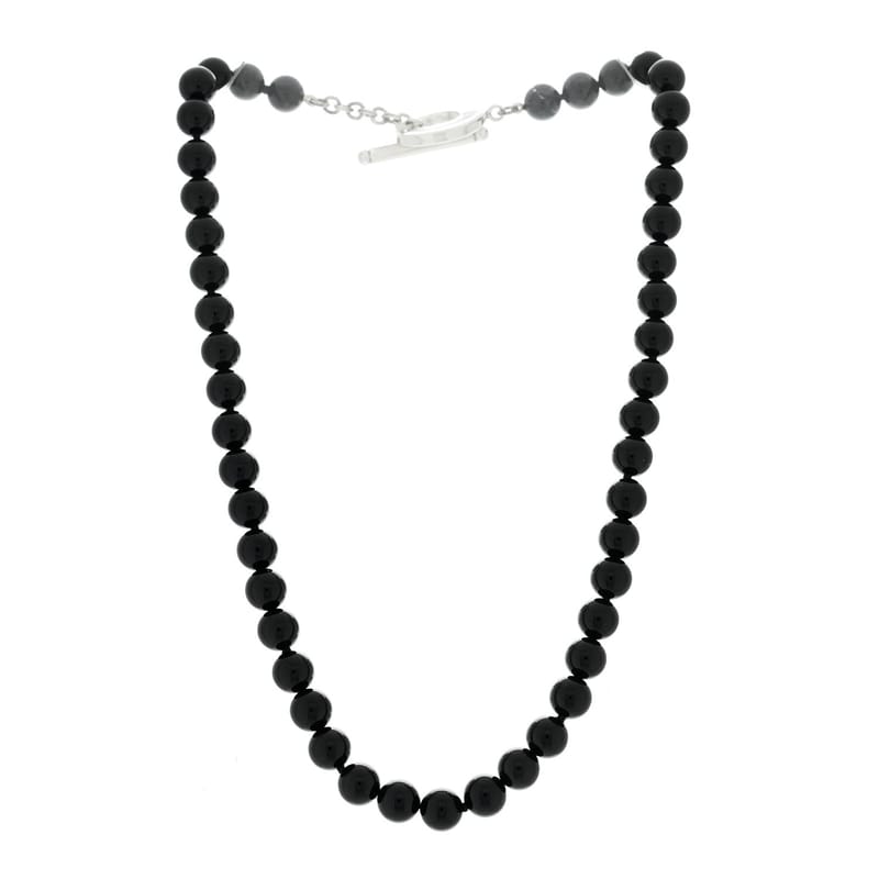 срібло 925 чорний онікс Bead Toggle кольє