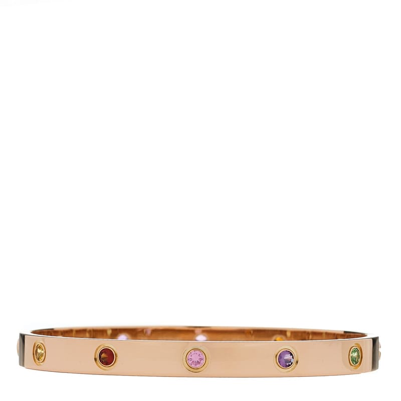 18K рожеве золото сапфір Garnet Amethyst LOVE браслет 18