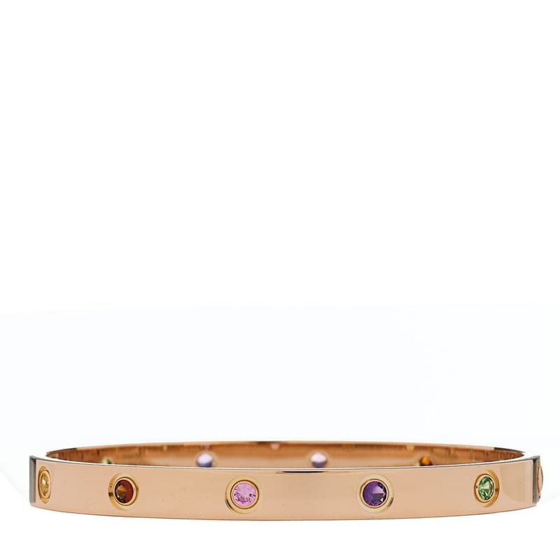 18K рожеве золото сапфір Garnet Amethyst LOVE браслет 18