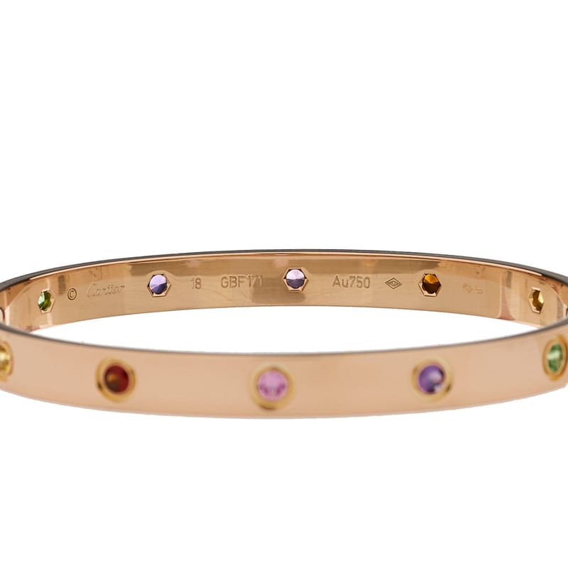 18K рожеве золото сапфір Garnet Amethyst LOVE браслет 18