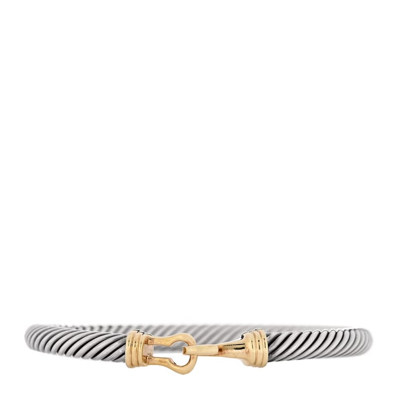 срібло 925 14K жовте золото 5mm Cable Classic Buckle браслет