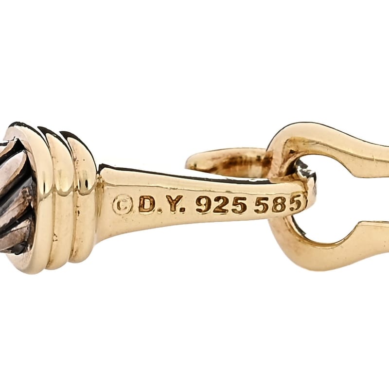 срібло 925 14K жовте золото 5mm Cable Classic Buckle браслет