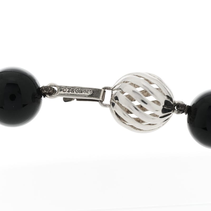 срібло 925 чорний онікс 10mm Paloma Picasso Bead кольє