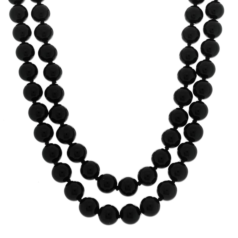 срібло 925 чорний онікс 10mm Long Bead кольє