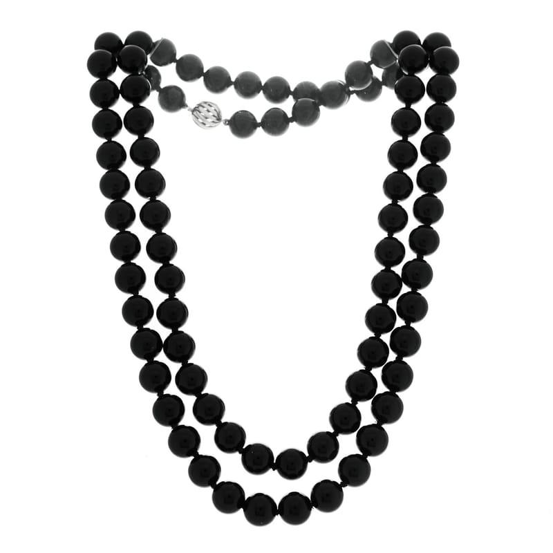 срібло 925 чорний онікс 10mm Long Bead кольє