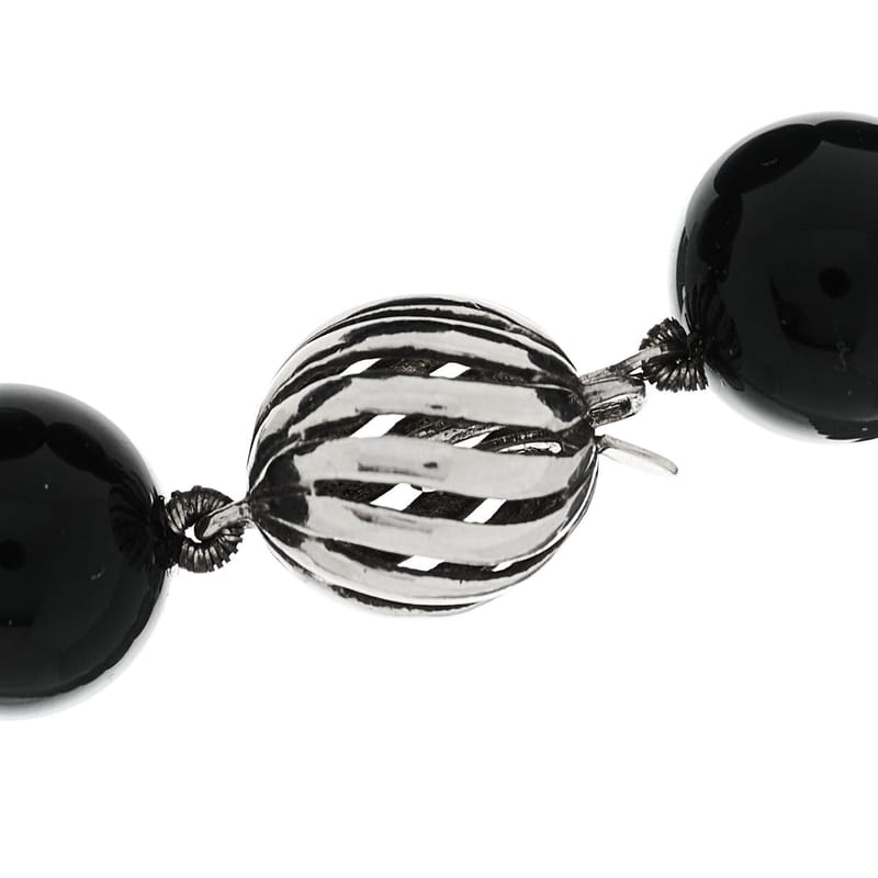 срібло 925 чорний онікс 10mm Long Bead кольє