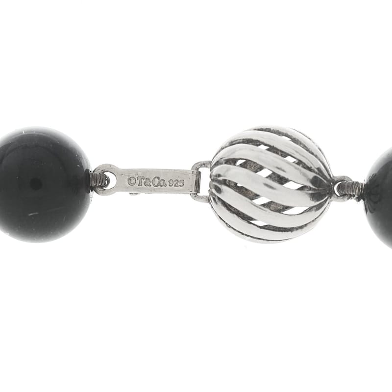 срібло 925 чорний онікс 10mm Long Bead кольє