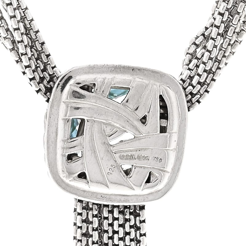 срібло 925 18K жовте золото Blue Topaz Multi Strand ланцюг чокер кольє