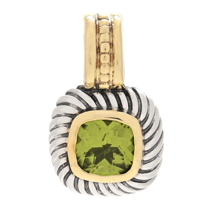 срібло 925 14K жовте золото Peridot 7mm Albion Enhancer підвіска