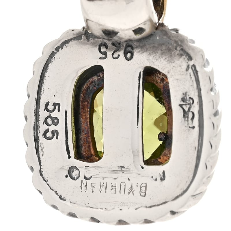 срібло 925 14K жовте золото Peridot 7mm Albion Enhancer підвіска