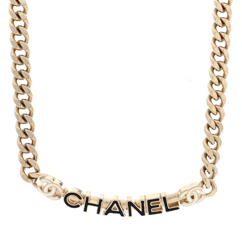 Enamel Metal Logo чокер кольє золото чорний білий