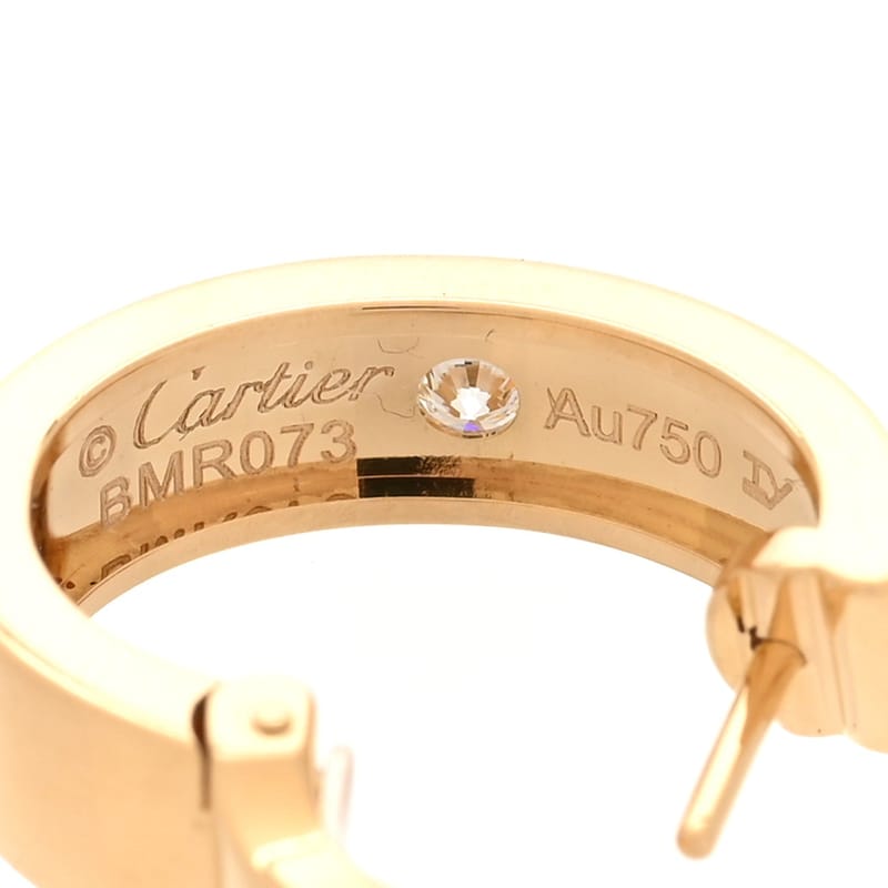18K жовте золото 2 діамант 5.5mm LOVE Hoop сережки