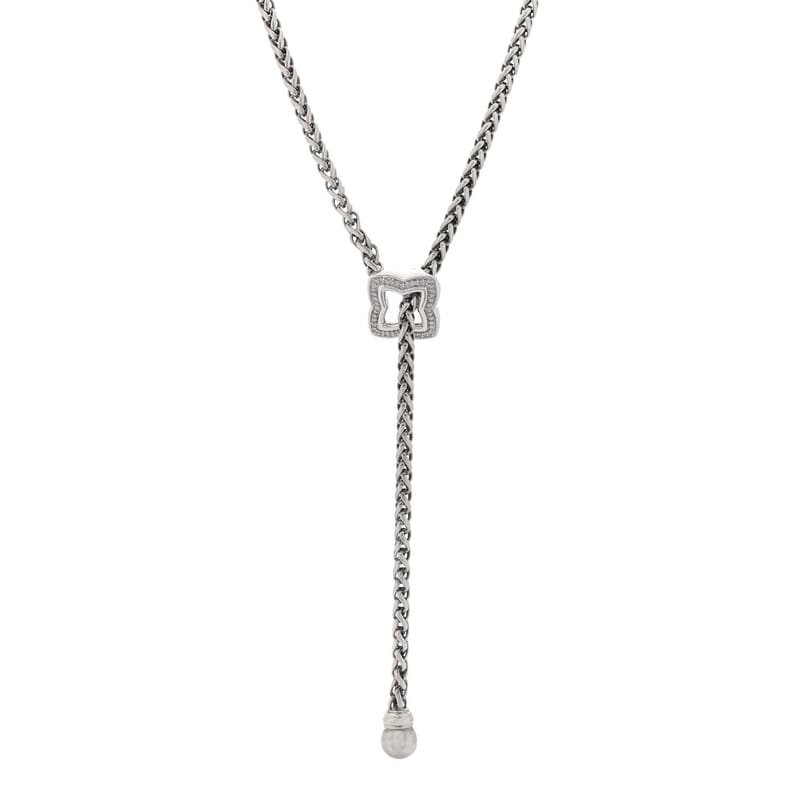 срібло 925 діамант Quatrefoil Lariat Wheat ланцюг кольє