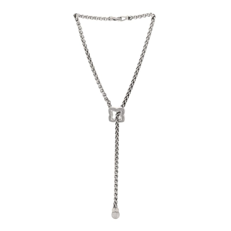 срібло 925 діамант Quatrefoil Lariat Wheat ланцюг кольє
