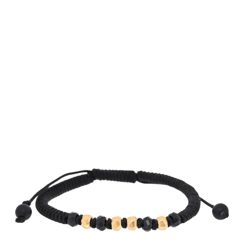 18K жовте золото чорний онікс Nylon Fortune Woven браслет чорний