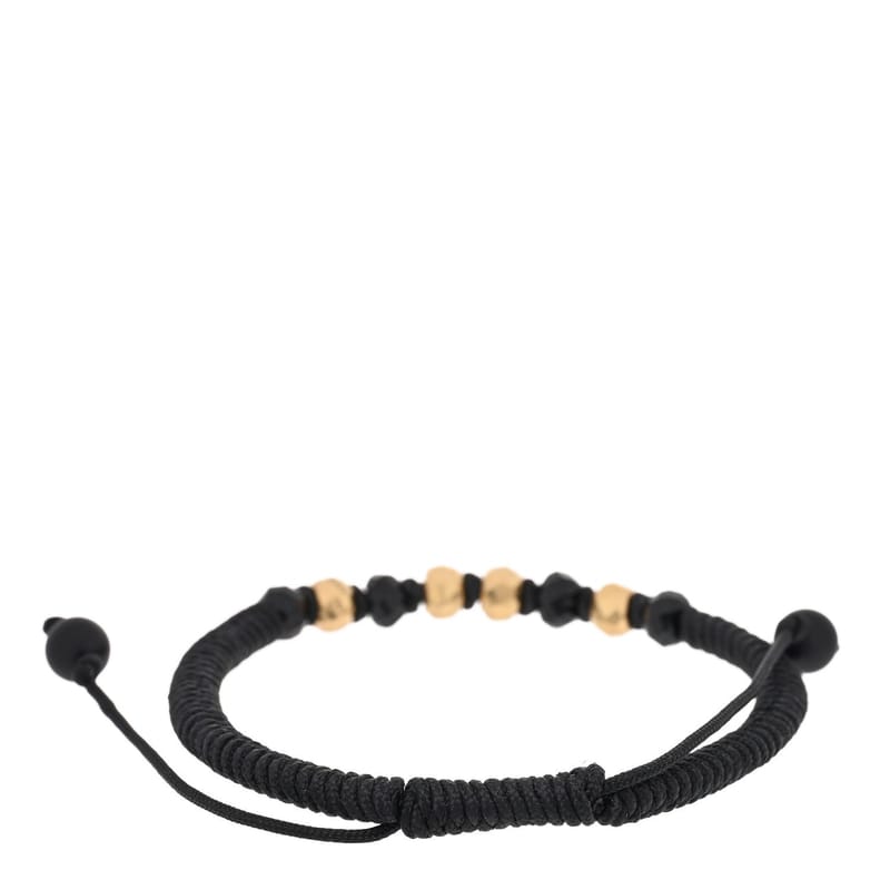18K жовте золото чорний онікс Nylon Fortune Woven браслет чорний