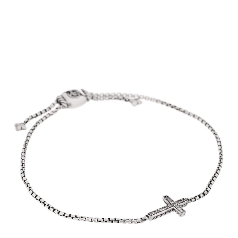 срібло 925 діамант Petite Pave Cross браслет