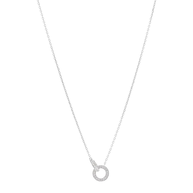 18K біле золото діамант Interlocking LOVE Paved кольє