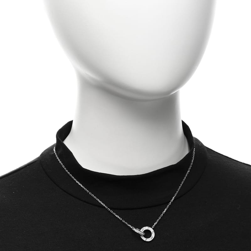 18K біле золото діамант Interlocking LOVE Paved кольє