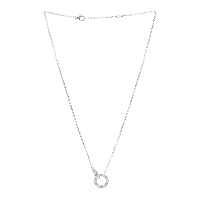 18K біле золото діамант Interlocking LOVE Paved кольє