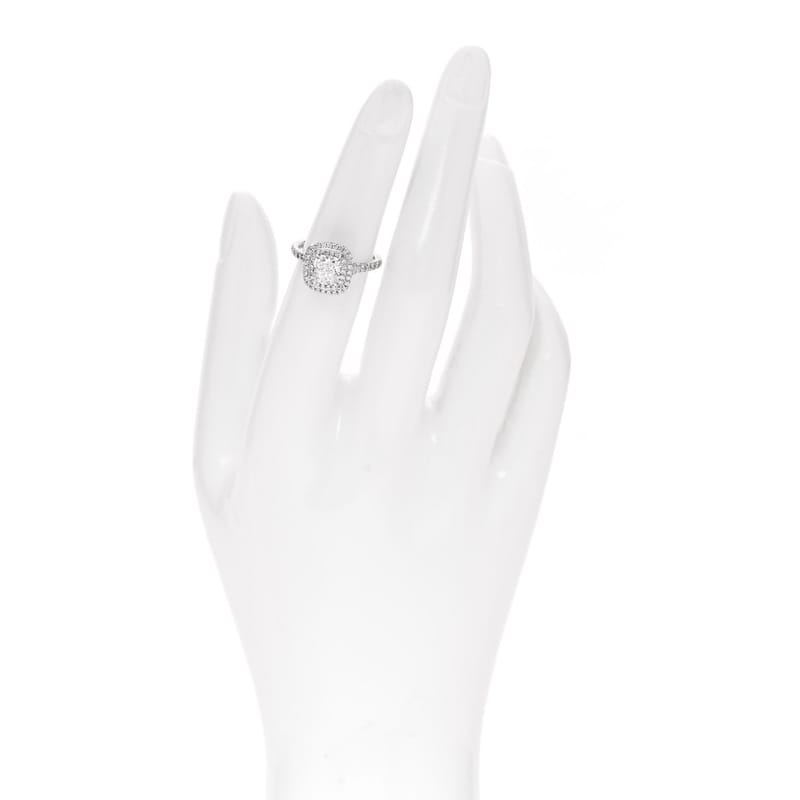 платина діамант 1.10ct Soleste Cushion Cut Double Halo Engagement каблучка 49 4.75