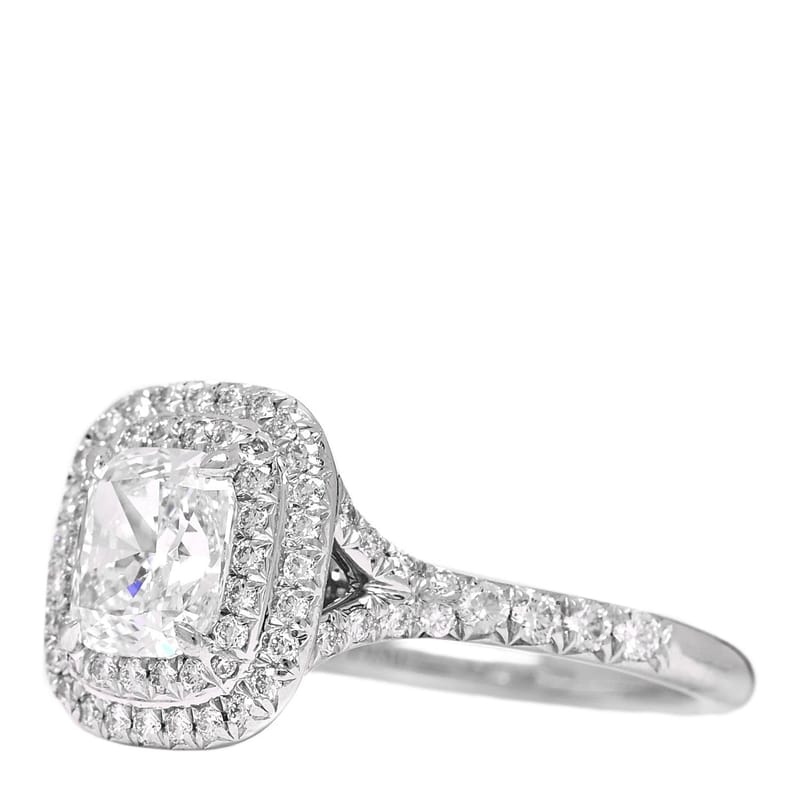 платина діамант 1.10ct Soleste Cushion Cut Double Halo Engagement каблучка 49 4.75